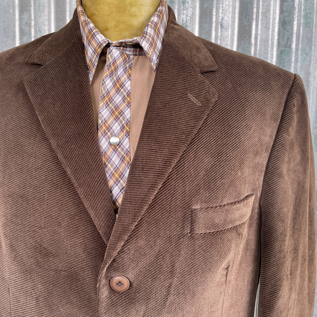1990s Vintage Corduroy Blazer Chocolate Brown Sz XL Long - OOAK - Phoenix Menswear