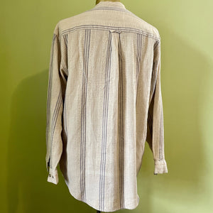 1990's Vintage Cream Boho Pullover V Neck L/S Shirt Cotton Sz S - OOAK - Phoenix Menswear