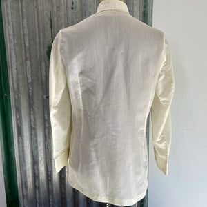 1990's Vintage Cream Embroidered Formal L/S Shirt Sz L - OOAK - Phoenix Menswear