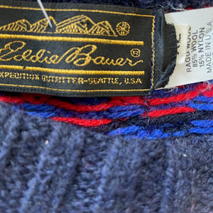 1990's Vintage Eddie Bauer Jumper Red Black Blue Green Wool Blend Made in USA Sz XL - OOAK - Phoenix Menswear