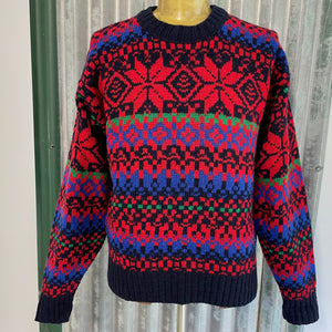 1990's Vintage Eddie Bauer Jumper Red Black Blue Green Wool Blend Made in USA Sz XL - OOAK - Phoenix Menswear