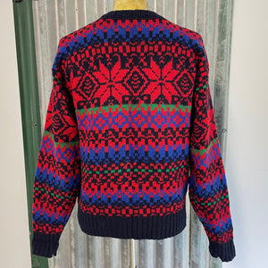 1990's Vintage Eddie Bauer Jumper Red Black Blue Green Wool Blend Made in USA Sz XL - OOAK - Phoenix Menswear