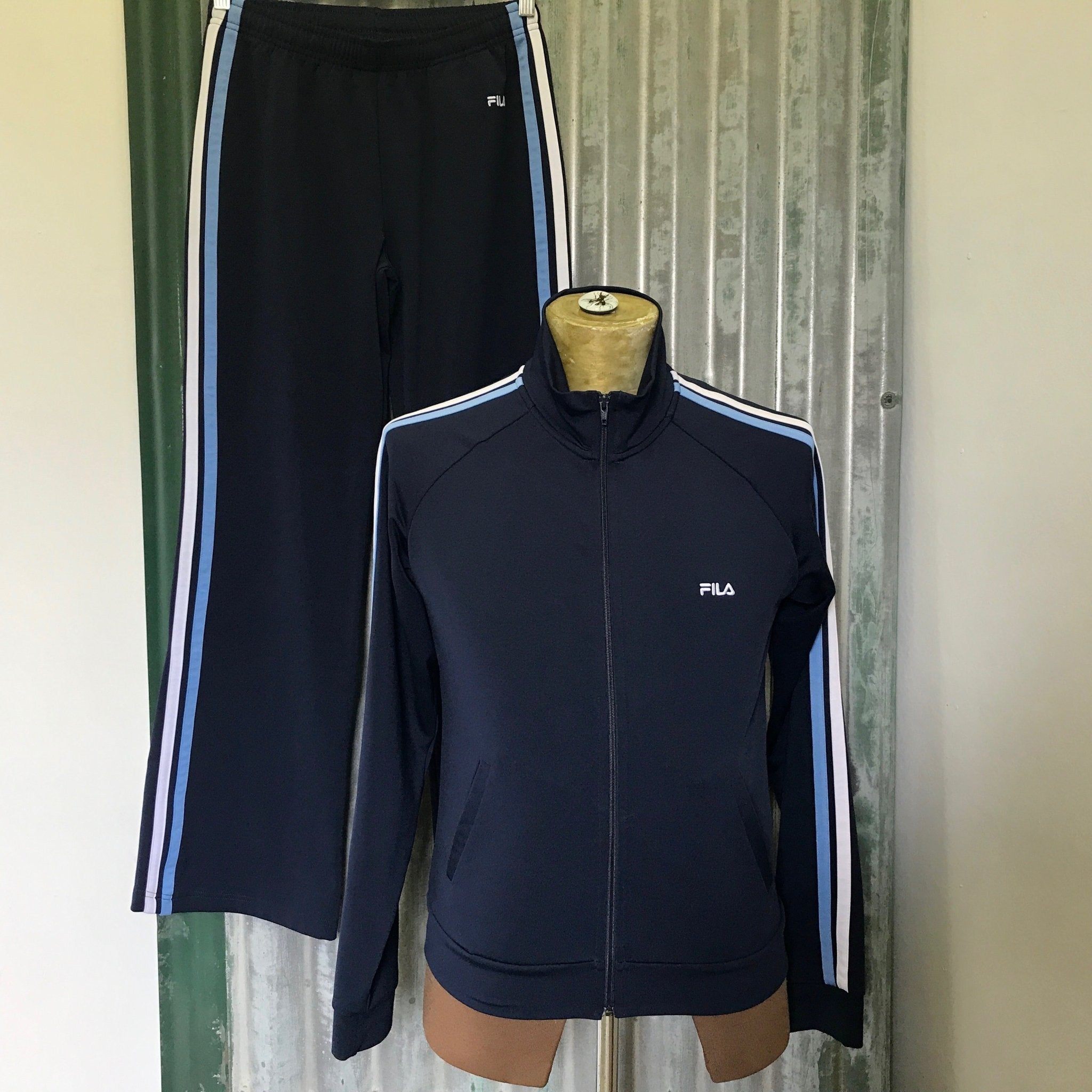 1990 s Vintage Fila Track Suit Top and Bottom Navy Sz S OOAK Phoenix Menswear