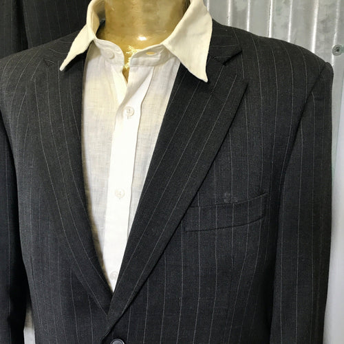 1990's Vintage Grey Pinstripe Wool Blend Suit Sz M/32 - OOAK - Phoenix Menswear
