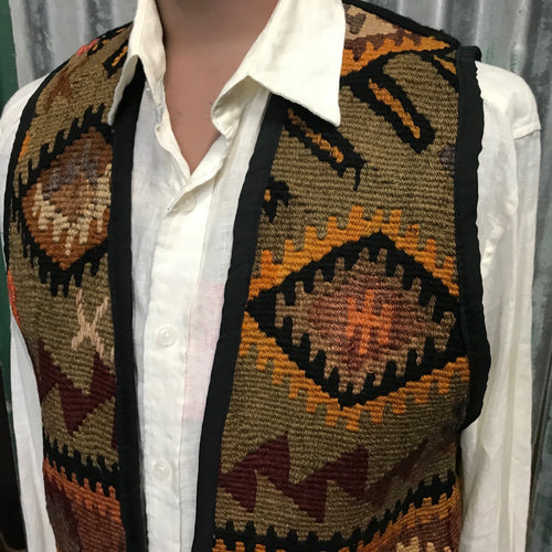 1990's Vintage Handwoven Wool Vest Sz M - OOAK - Phoenix Menswear