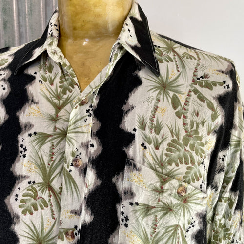 1990's Vintage Hawaiian S/S Shirt Green and Black Sz M - OOAK - Phoenix Menswear