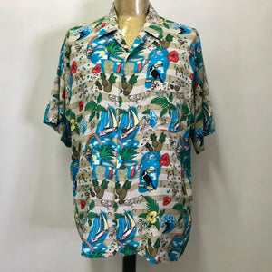1990's Vintage Hawaiian S/S Shirt Toucan Pineapple Sz XL - OOAK - Phoenix Menswear