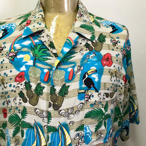 1990's Vintage Hawaiian S/S Shirt Toucan Pineapple Sz XL - OOAK - Phoenix Menswear