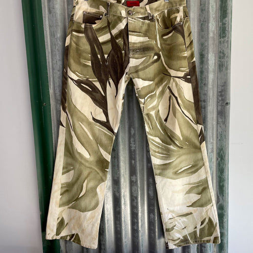 1990's Vintage Hugo Boss Camouflage Trousers Green White Sz 36 - OOAK - Phoenix Menswear