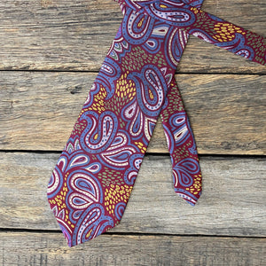 1990's Vintage Italian Silk Necktie - Claiborne - Burgundy with Abstract Paisley - OOAK - Phoenix Menswear