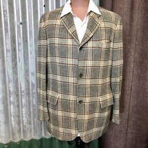 1990's Vintage Johnny Appleseed Check Blazer Brown Beige Sz XL - OOAK - Phoenix Menswear