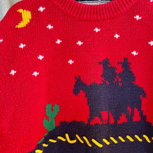 Load image into Gallery viewer, 1990&#39;s Vintage Kid&#39;s Jumper Red Blue Western Cowboy Horse Sz 7 - OOAK - Phoenix Menswear