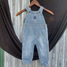 Load image into Gallery viewer, 1990&#39;s Vintage Kid&#39;s Navy Blue White Pinstripe Oshkosh Denim Long Overalls Sz 18 Months - OOAK - Phoenix Menswear