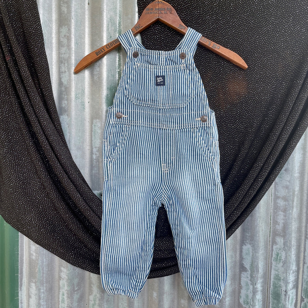 Oshkosh striped overalls baby discount