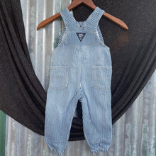 Load image into Gallery viewer, 1990&#39;s Vintage Kid&#39;s Navy Blue White Pinstripe Oshkosh Denim Long Overalls Sz 18 Months - OOAK - Phoenix Menswear