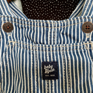 1990's Vintage Kid's Navy Blue White Pinstripe Oshkosh Denim Long Overalls Sz 18 Months - OOAK - Phoenix Menswear