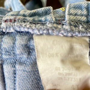 1990's Vintage Kid's Pale Blue Denim Oshkosh Long Overalls Faint Colour print Sz 4T - OOAK - Phoenix Menswear