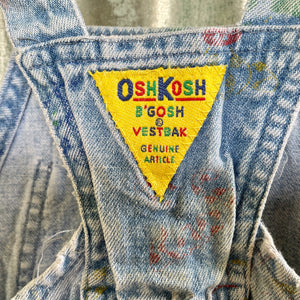 1990's Vintage Kid's Pale Blue Denim Oshkosh Long Overalls Faint Colour print Sz 4T - OOAK - Phoenix Menswear