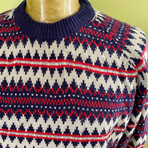 1990's Vintage Knit Jumper Red White Blue Sz XL - OOAK - Phoenix Menswear