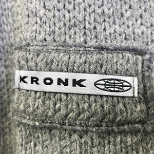 1990's Vintage Kronk Grey Navy Wool Blend Cardigan Jumper Sz M - OOAK - Phoenix Menswear