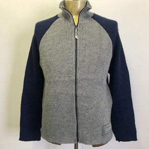 1990's Vintage Kronk Grey Navy Wool Blend Cardigan Jumper Sz M - OOAK - Phoenix Menswear