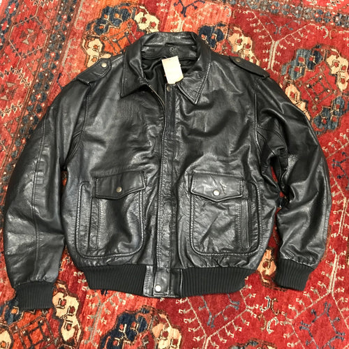 1990's Vintage Leather Black Jacket Sz XXL - OOAK - Phoenix Menswear