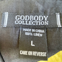 Load image into Gallery viewer, 1990&#39;s Vintage Linen Black Embroidered S/S Shirt Sz L - OOAK - Phoenix Menswear