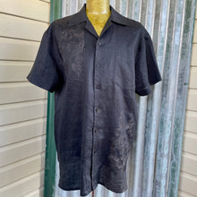 Load image into Gallery viewer, 1990&#39;s Vintage Linen Black Embroidered S/S Shirt Sz L - OOAK - Phoenix Menswear
