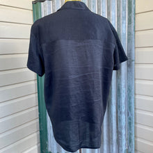 Load image into Gallery viewer, 1990&#39;s Vintage Linen Black Embroidered S/S Shirt Sz L - OOAK - Phoenix Menswear