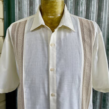 Load image into Gallery viewer, 1990&#39;s Vintage Linen Cream Embroidered Formal S/S Shirt Sz XL - OOAK - Phoenix Menswear