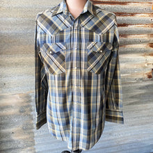 Load image into Gallery viewer, 1990&#39;s Vintage L/S Western Shirt in Blue, Grey and Yellow Check Sz M - OOAK - Phoenix Menswear
