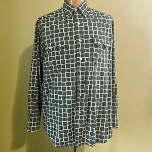 1990's Vintage Lucky Brand Western Green Check L/S Shirt Square Snaps Sz M - OOAK - Phoenix Menswear