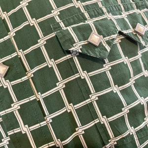 1990's Vintage Lucky Brand Western Green Check L/S Shirt Square Snaps Sz M - OOAK - Phoenix Menswear
