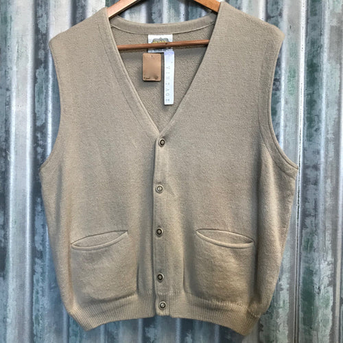 1990's Vintage Merino Knit Vest Beige Sz M - OOAK - Phoenix Menswear
