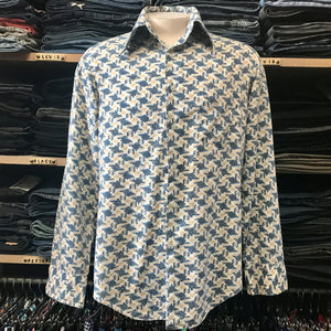 1990's Vintage 'Montgomery Ward' L/S Shirt Blue Beige Sz M - OOAK - Phoenix Menswear