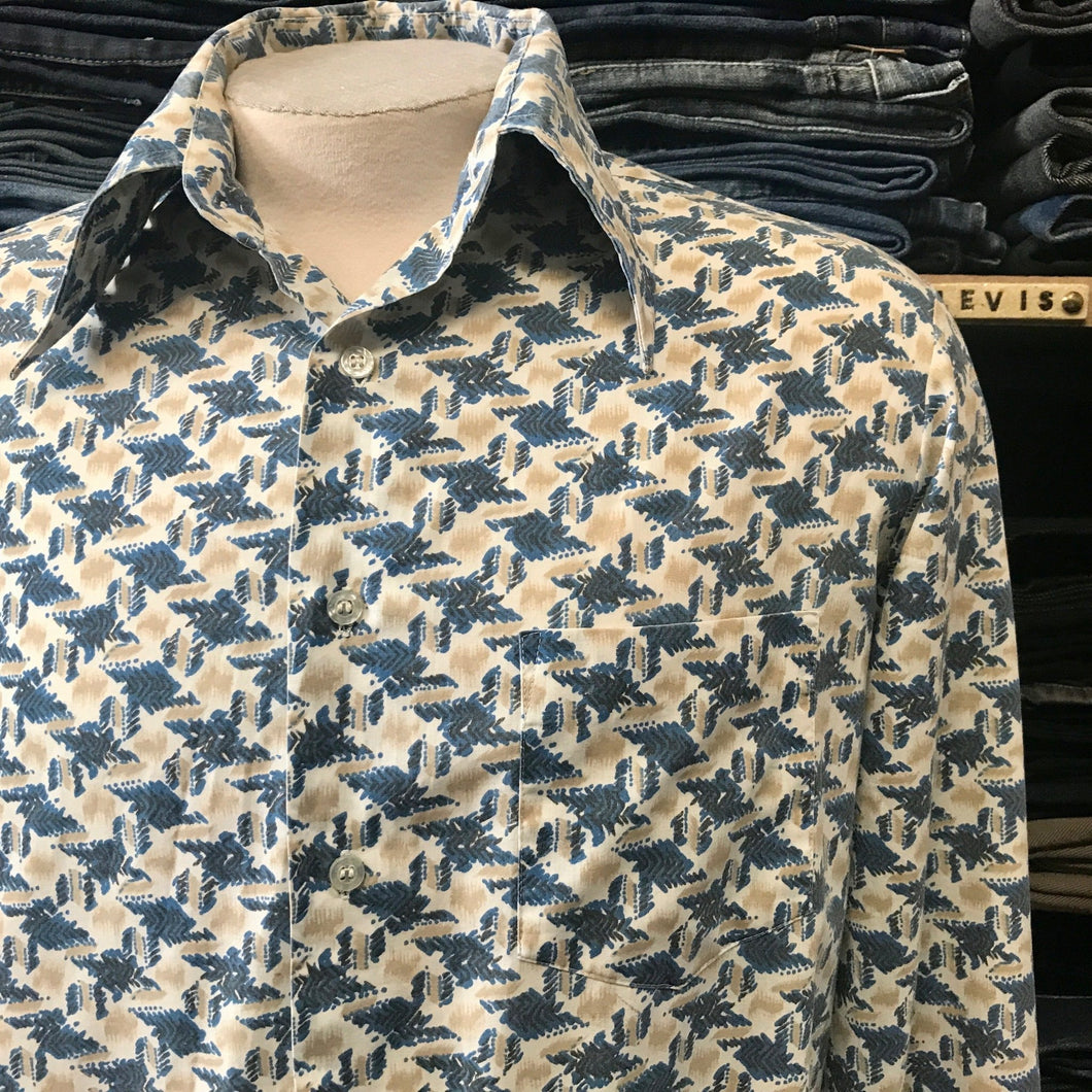 1990's Vintage 'Montgomery Ward' L/S Shirt Blue Beige Sz M - OOAK - Phoenix Menswear