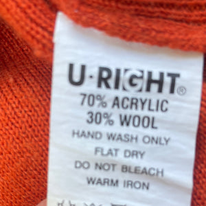 1990's Vintage Orange Wool Blend Jumper Sporty Stripes Sz M - OOAK - Phoenix Menswear