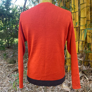 1990's Vintage Orange Wool Blend Jumper Sporty Stripes Sz M - OOAK - Phoenix Menswear