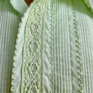 1990's Vintage Pale Green Embroidered Formal L/S Shirt Sz L - OOAK - Phoenix Menswear