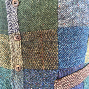 1990's Vintage Patchwork Wool Tweed Vest Sz M - OOAK - Phoenix Menswear