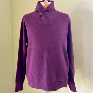 1990's Vintage Polo Ralph Lauren Purple Cotton Jumper Pullover Sz L - OOAK - Phoenix Menswear