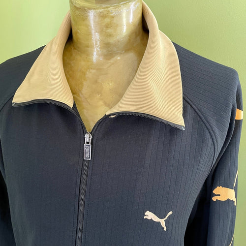 1990's Vintage Puma Track Top Light Jacket Black Yellow Sz XL - OOAK - Phoenix Menswear