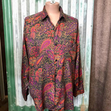 Load image into Gallery viewer, 1990&#39;s Vintage Purple Paisley L/S Shirt Sz XL - OOAK - Phoenix Menswear