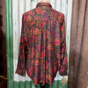 1990's Vintage Purple Paisley L/S Shirt Sz XL - OOAK - Phoenix Menswear