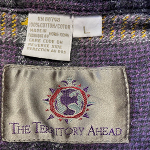1990's Vintage Purple Yellow Check L/S Shirt Sz L - OOAK - Phoenix Menswear
