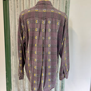 1990's Vintage Purple Yellow Check L/S Shirt Sz L - OOAK - Phoenix Menswear