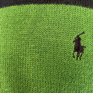 1990's Vintage Ralph Lauren Polo Golf Cotton Jumper Green Navy Blue Stripe Crew Neck Pullover Sz L - OOAK - Phoenix Menswear