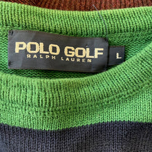 Load image into Gallery viewer, 1990&#39;s Vintage Ralph Lauren Polo Golf Cotton Jumper Green Navy Blue Stripe Crew Neck Pullover Sz L - OOAK - Phoenix Menswear