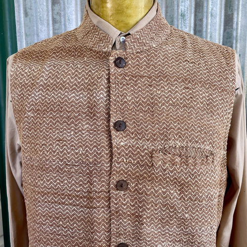 1990's Vintage Raw Silk Vest Brown Sz XL - OOAK - Phoenix Menswear