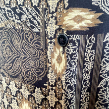 Load image into Gallery viewer, 1990&#39;s Vintage Rayon Indonesian Shirt Brown Beige Cream Patchwork Look Floral Paisley S/S Sz L - OOAK - Phoenix Menswear